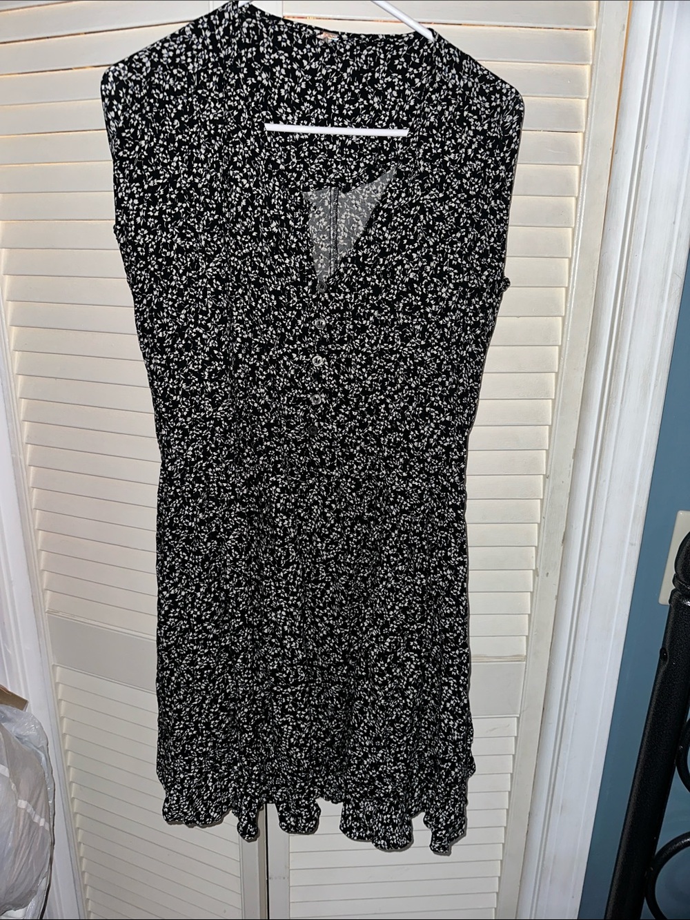 Free People Black Floral Print Midi Dress